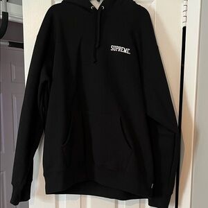 Supreme Black Hoodie with White Chest Logo